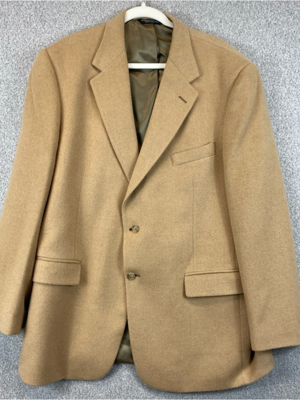 Andrew Fezza Men's 100% Camel Hair Jacket Sz 44 Long Tan 2-Button Classic